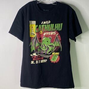 Black Matter Black Tee with Green Cthulhu Graphic Men’s Size Medium - 1207